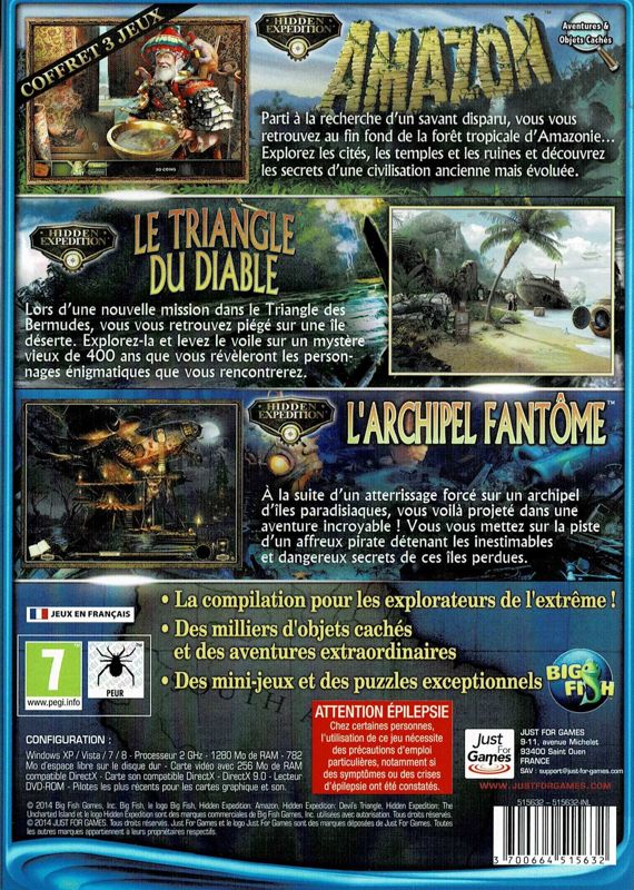 Back Cover for Hidden Expedition Collection: Coffret 3 Jeux (Windows)
