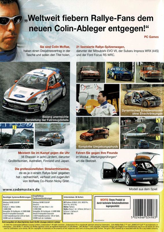 Back Cover for Colin McRae Rally 3 (Windows) (Bestsellers release)