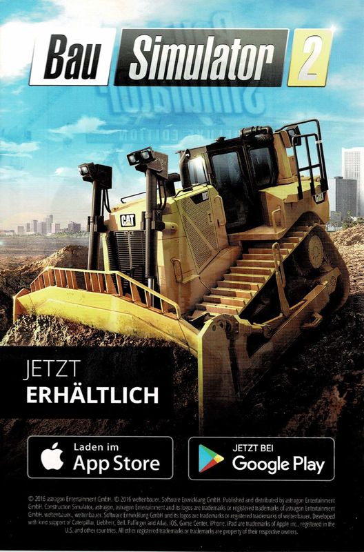 Advertisement for Construction Simulator 2015 (Macintosh and Windows) (Software Pyramide release): Back
