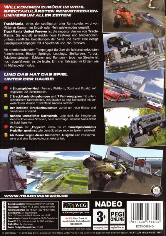 Back Cover for TrackMania United Forever (Windows) (WCG Edition)