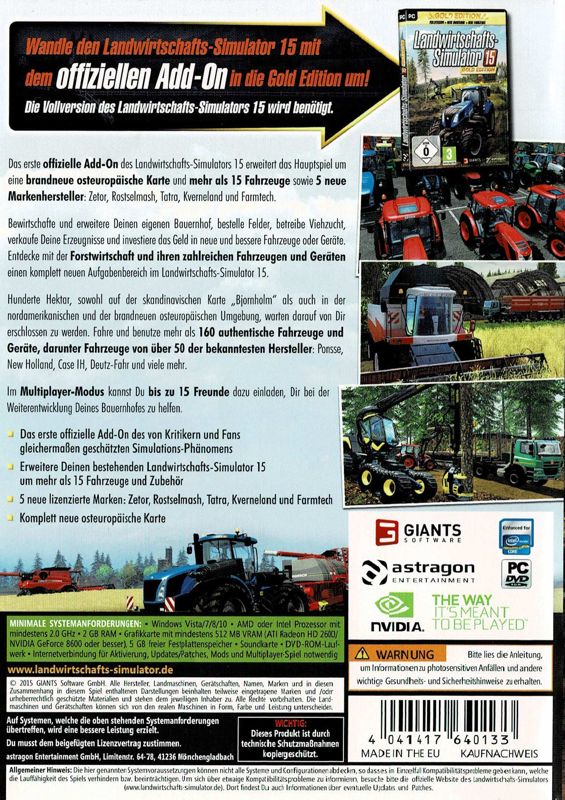 Back Cover for Farming Simulator 15: Official Expansion - Gold (Windows)