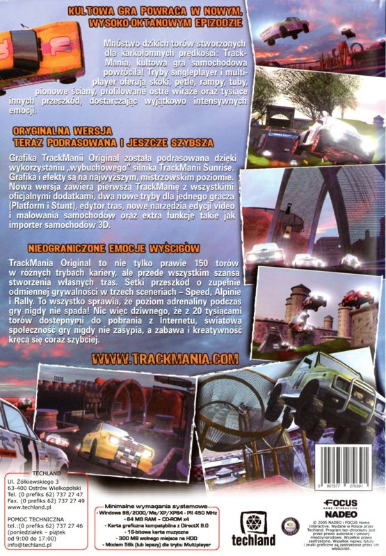 Back Cover for TrackMania Original (Windows)