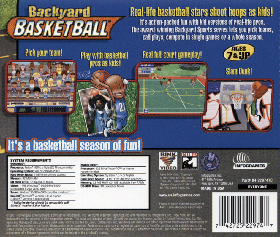 Other for Backyard Basketball (Macintosh and Windows): Jewel Case - Back