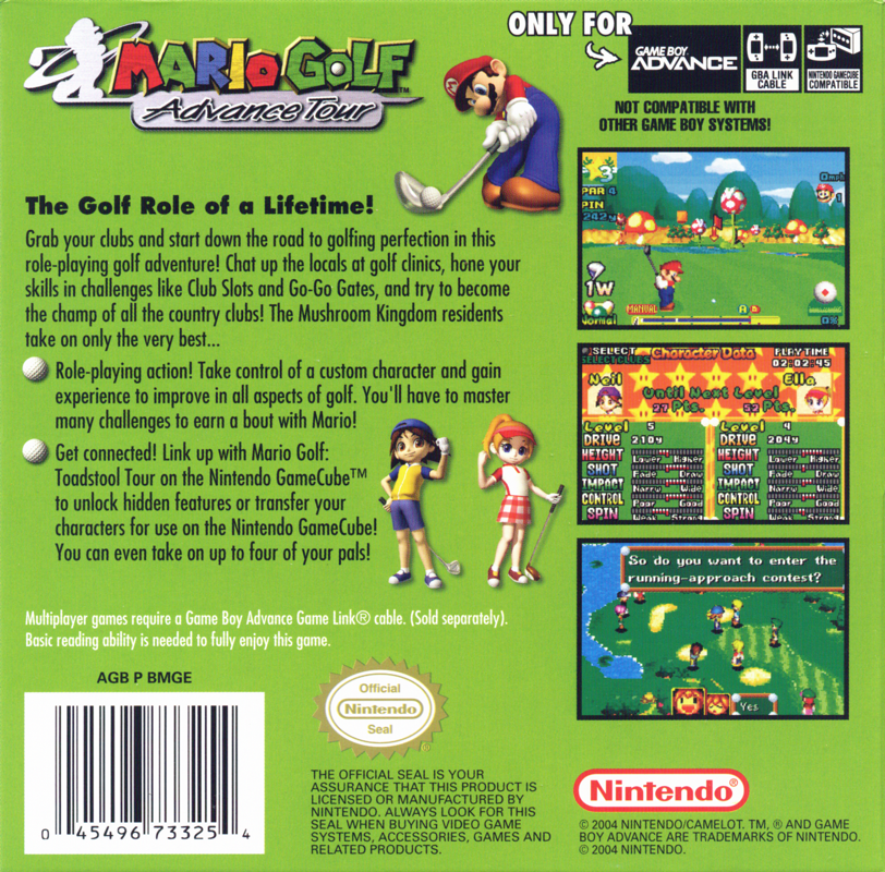 Back Cover for Mario Golf: Advance Tour (Game Boy Advance)