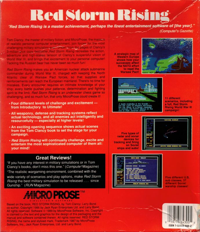 Back Cover for Red Storm Rising (Amiga)