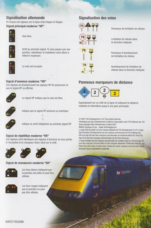 Reference Card for Rail Simulator (Windows): Inside, Right