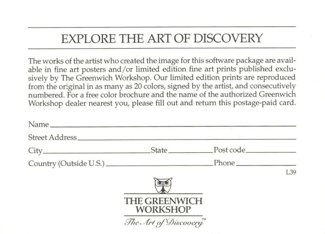Other for Dawn Patrol (DOS) (3.5" Floppy Release): Greenwich Workshop order form - Front