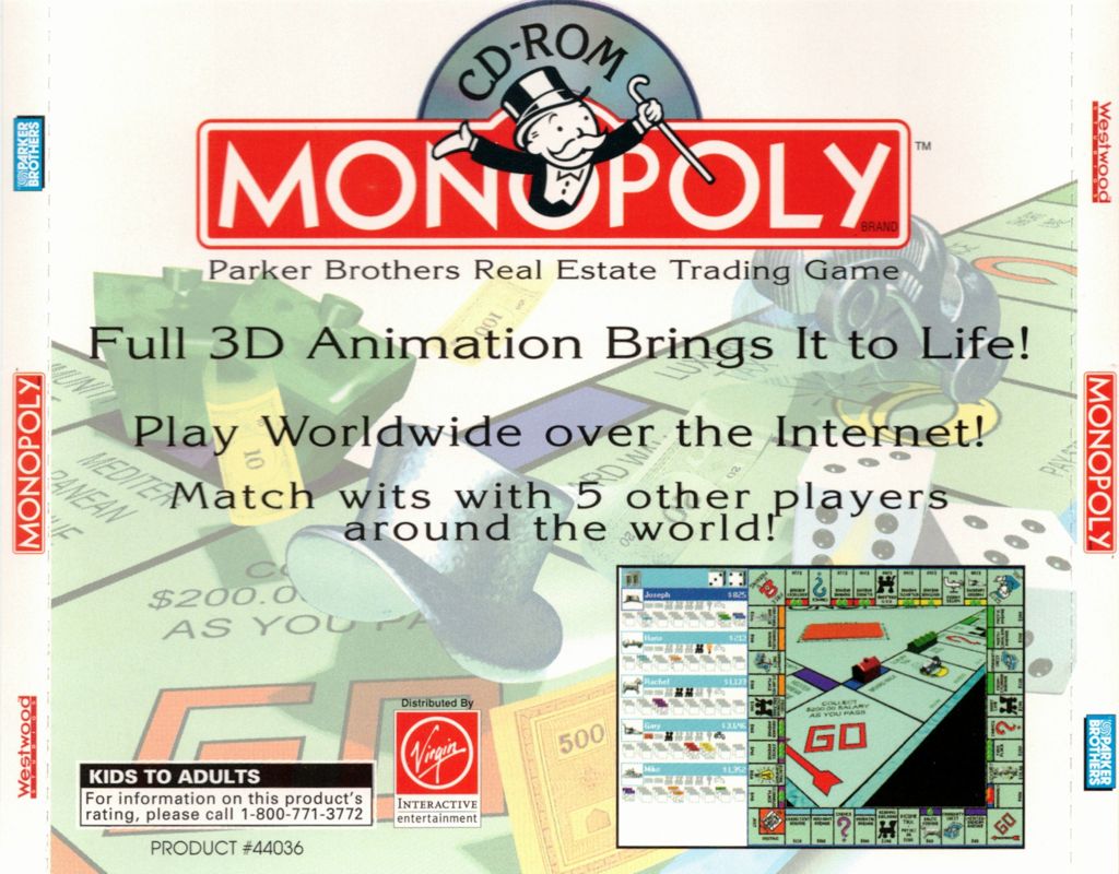 Other for Monopoly (Windows and Windows 3.x) (Alternate release): Jewel Case - Back