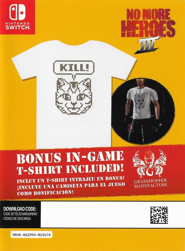 Extras for No More Heroes III (Nintendo Switch): Bonus T-Shirt DLC Front