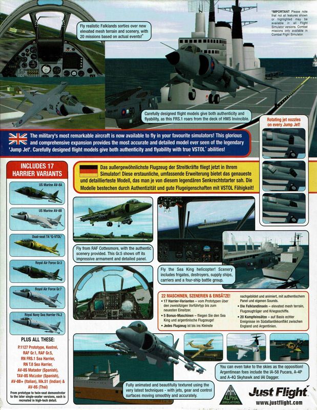 Back Cover for Harrier Jump Jet (Windows)