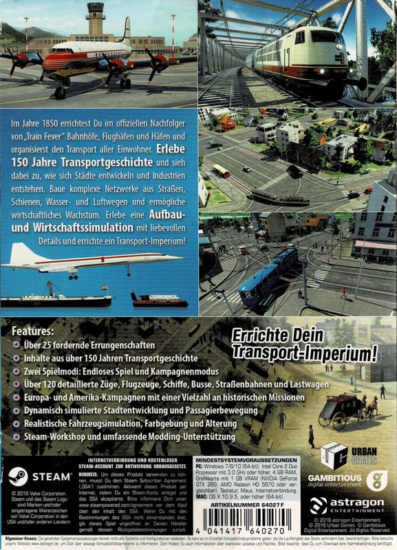 Back Cover for Transport Fever (Macintosh and Windows)