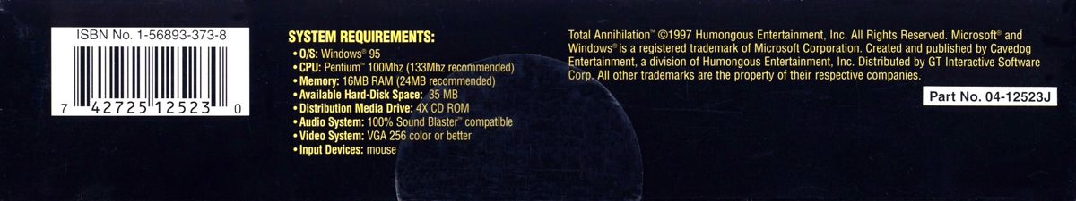 Spine/Sides for Total Annihilation (Windows): Bottom