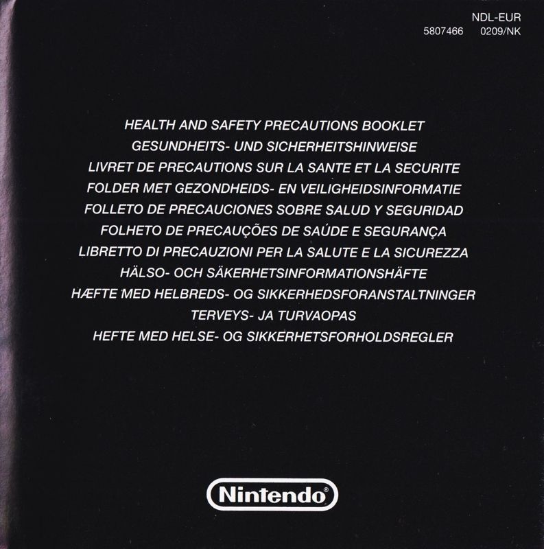 Extras for Jam with the Band (Nintendo DS): Health and Safety Precautions Booklet - Front (12-folded)