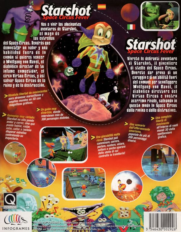 Back Cover for Starshot: Space Circus Fever (Windows)