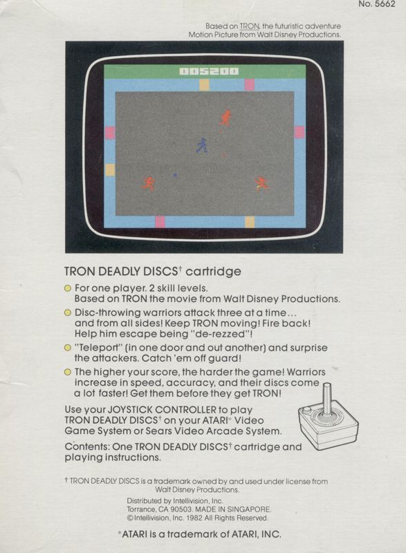 Back Cover for Tron: Deadly Discs (Atari 2600)