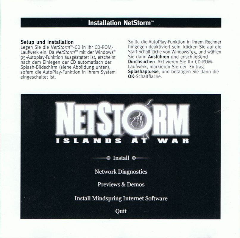 Inside Cover for NetStorm: Islands at War (Windows) (Green Pepper release (#64))
