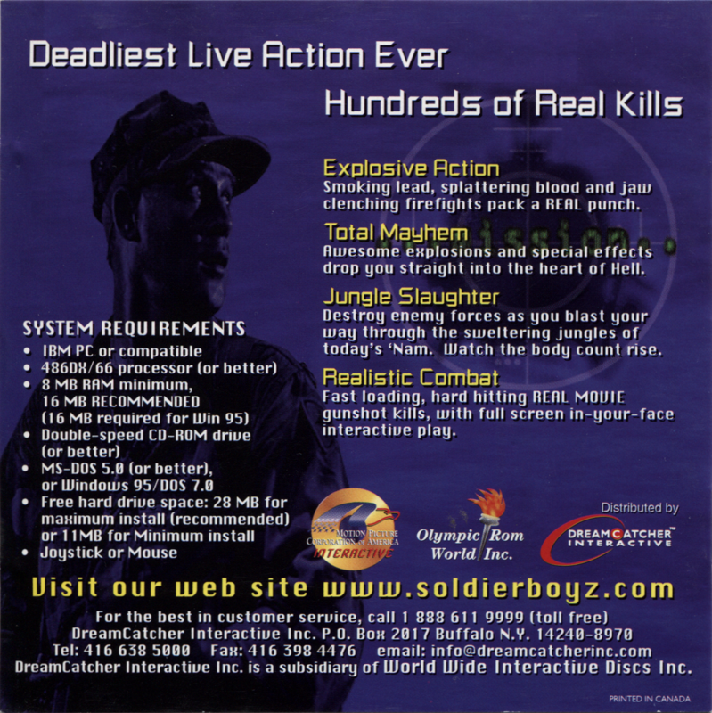 Inside Cover for Soldier Boyz (DOS): Left