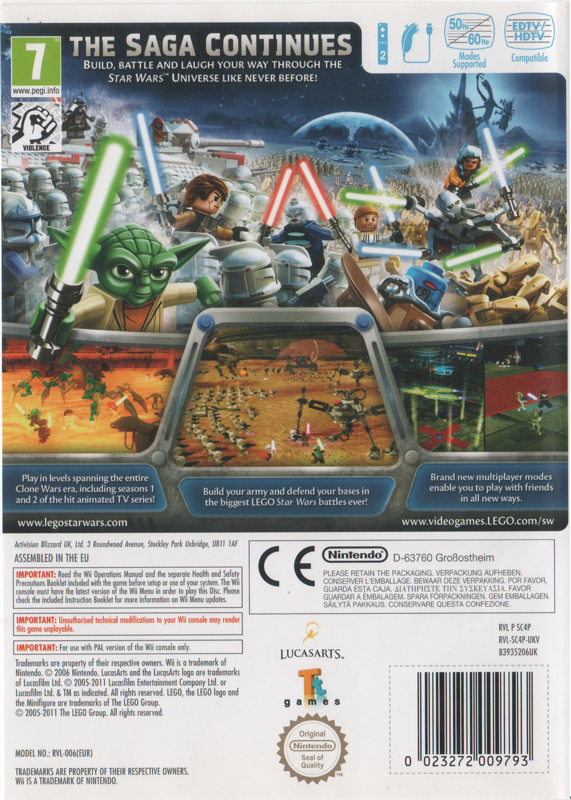 Back Cover for LEGO Star Wars III: The Clone Wars (Wii)