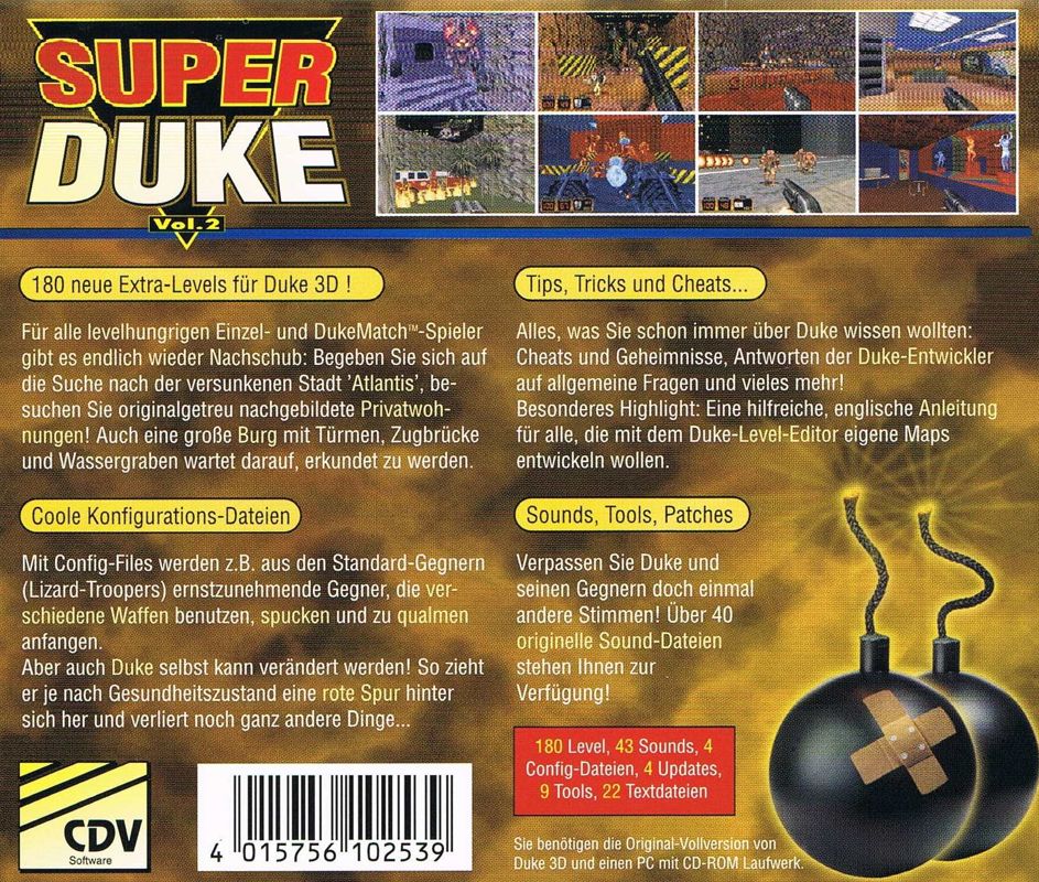 Back Cover for Super Duke: Volume 2 (DOS)