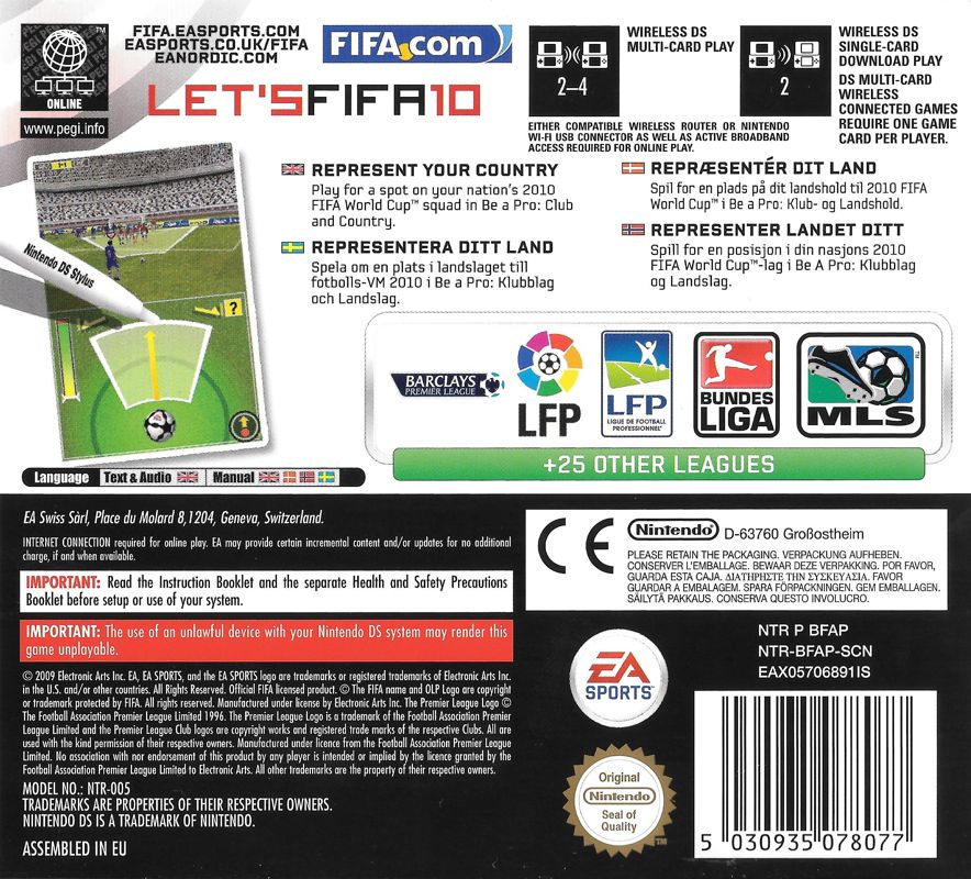 Back Cover for FIFA Soccer 10 (Nintendo DS)