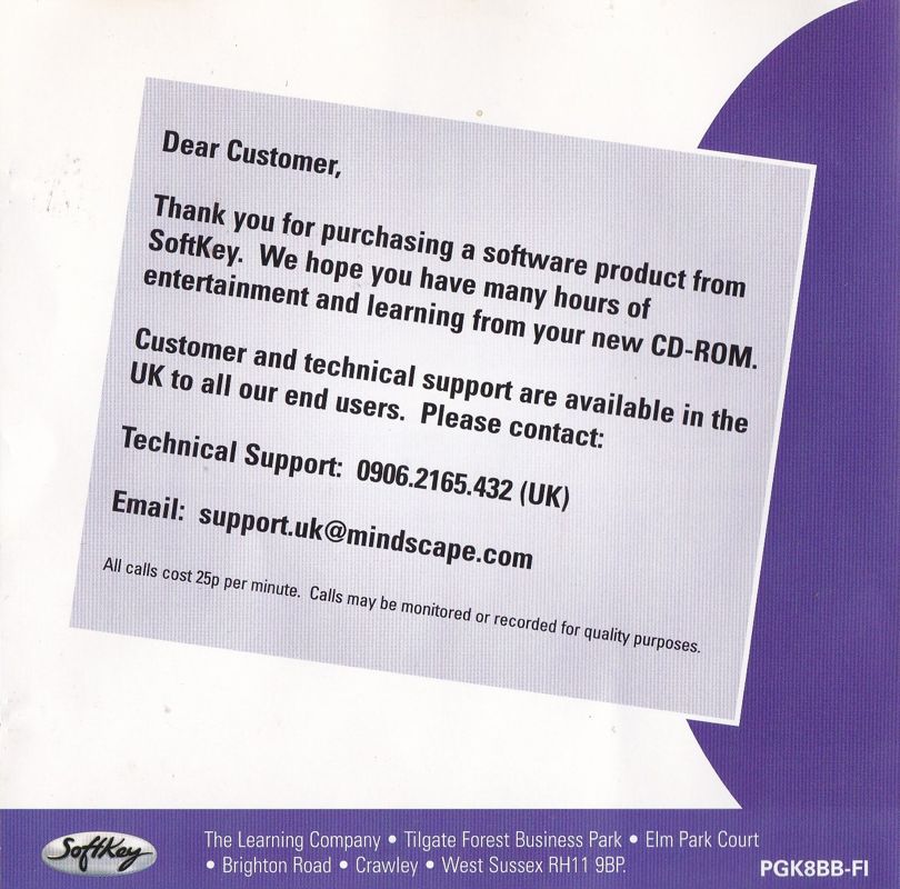 Inside Cover for 100 Great Kid's Games: Vol II (Windows 16-bit): left