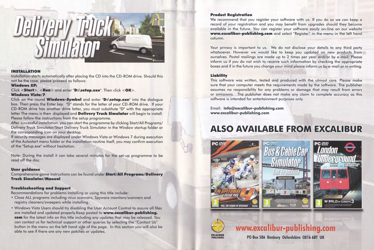 Inside Cover for Delivery Truck Simulator (Windows)