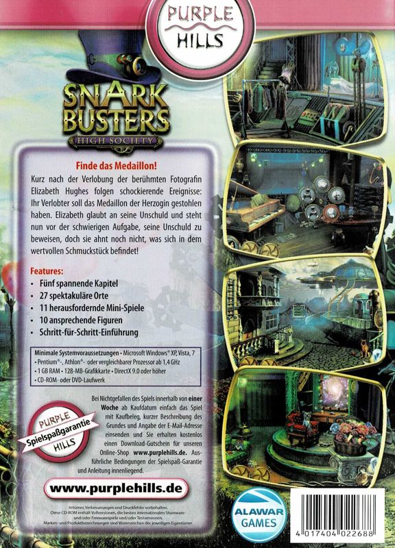 Back Cover for Snark Busters: High Society (Windows) (Purple Hills release)