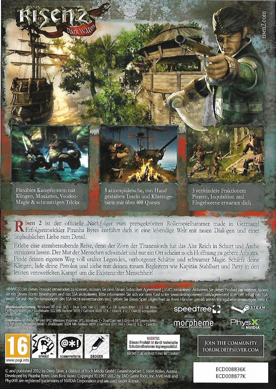 Back Cover for Risen 2: Dark Waters (Windows)