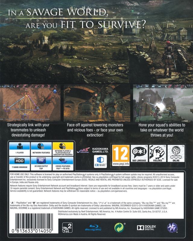 Back Cover for Natural Doctrine (PlayStation 4) (General European release)