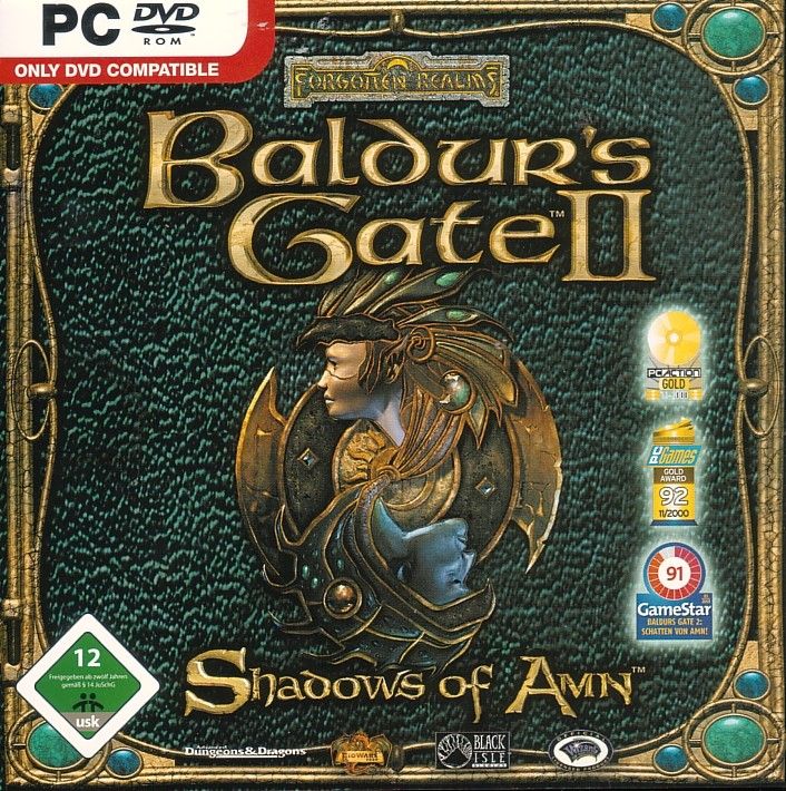 Front Cover for Baldur's Gate II: Shadows of Amn (Windows) (DVD re-release)