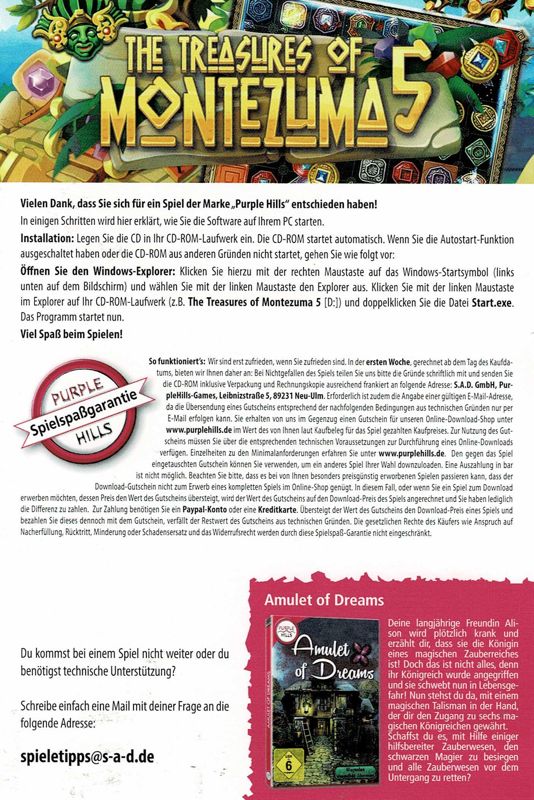 Manual for The Treasures of Montezuma 5 (Windows) (Purple Hills release)