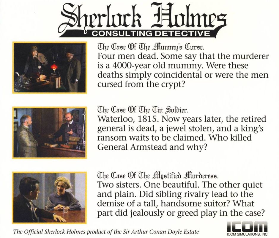 Back Cover for Sherlock Holmes: Consulting Detective (DOS)