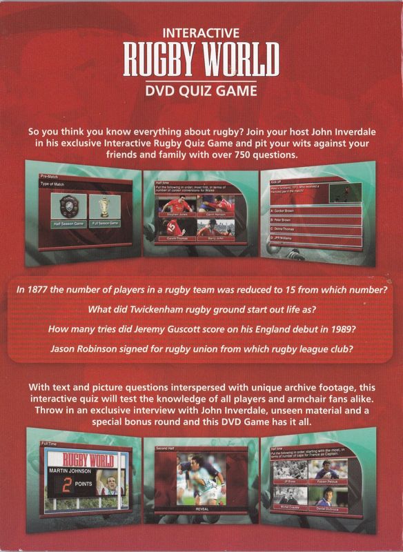 Interactive Rugby World DVD Quiz Game cover or packaging material