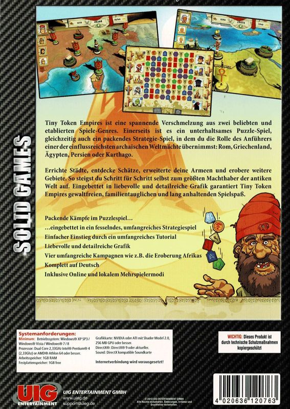 Back Cover for Tiny Token Empires (Windows) (Solid Games release)