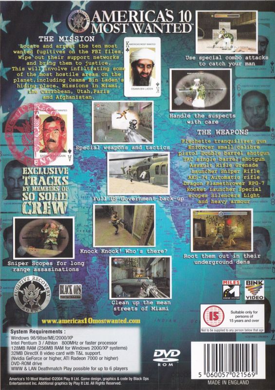 Back Cover for Fugitive Hunter: War on Terror (Windows) (Play It release)