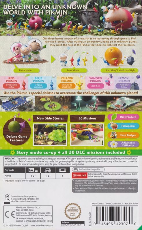 Back Cover for Pikmin 3 Deluxe (Nintendo Switch)