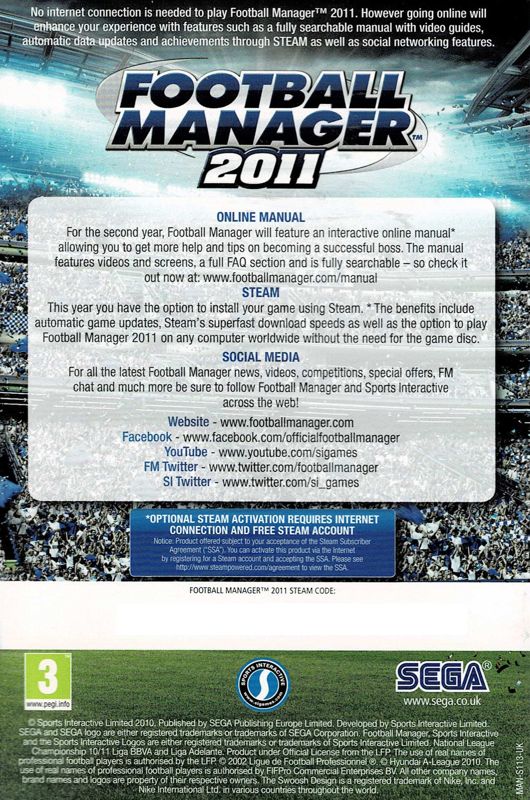 Manual for Football Manager 2011 (Macintosh and Windows): Back