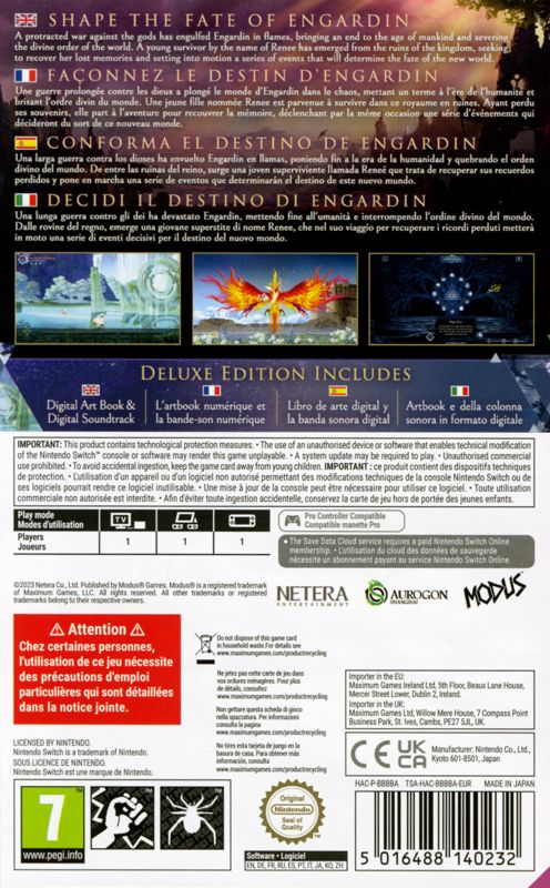 Back Cover for Afterimage (Deluxe Edition) (Nintendo Switch)