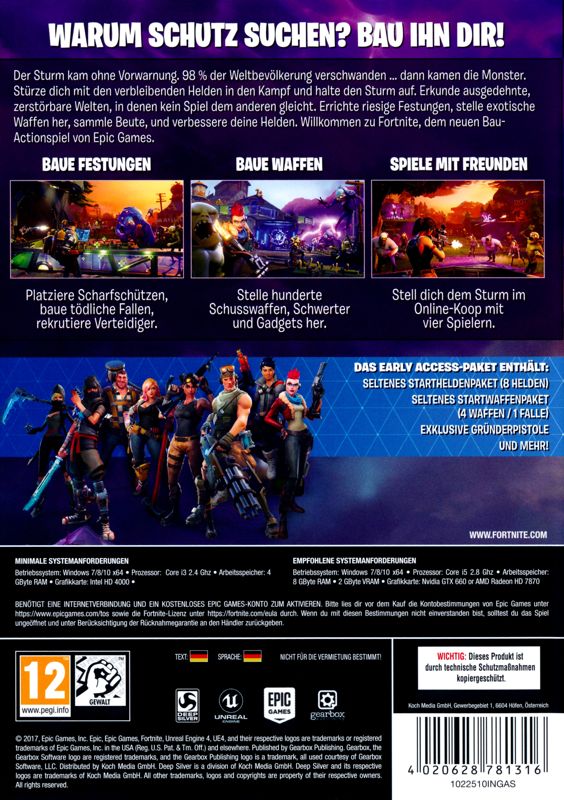 Back Cover for Fortnite (Standard Founder's Pack) (Windows)