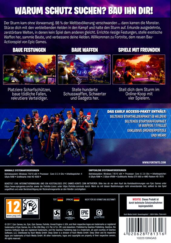 Back Cover for Fortnite (Standard Founder's Pack) (Windows)