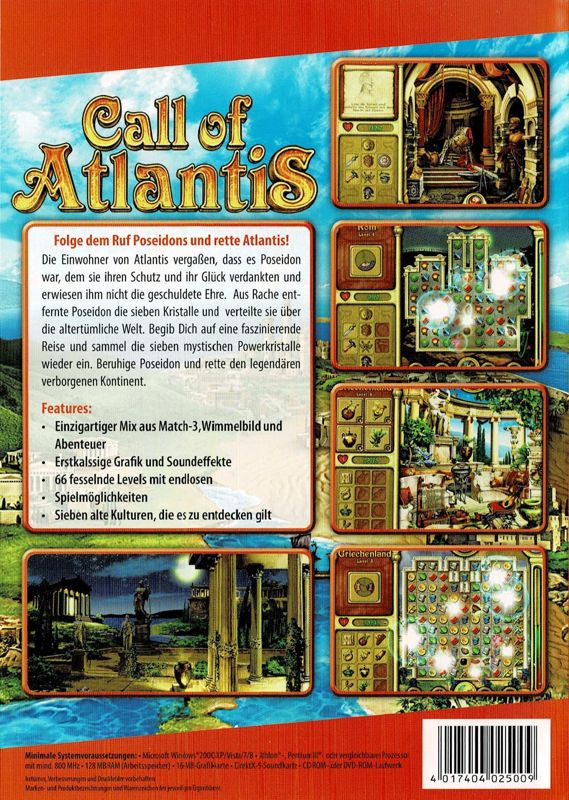 Back Cover for Call of Atlantis (Windows) (Orange River release)