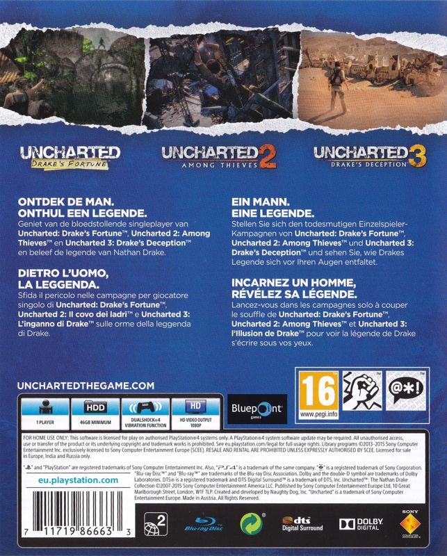 Uncharted: The Nathan Drake Collection cover or packaging material -  MobyGames