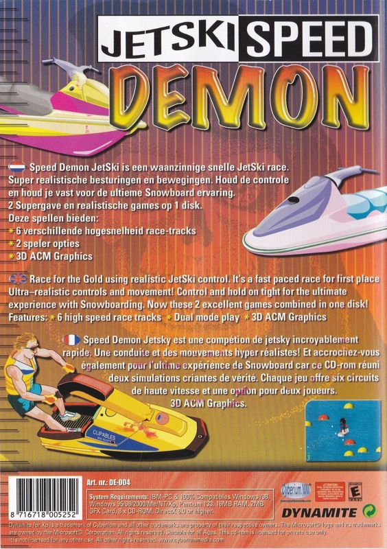 Back Cover for Jetski Speed Demon (Windows)