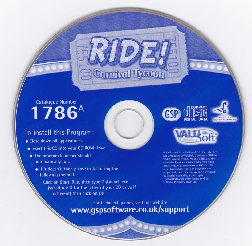 Media for Ride! Carnival Tycoon (Windows) (Global Software Publishing (GSP) release)