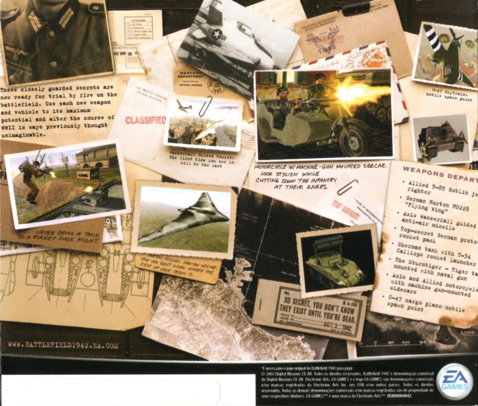 Other for Battlefield 1942: Secret Weapons of WWII (Windows): Jewel Case - Back