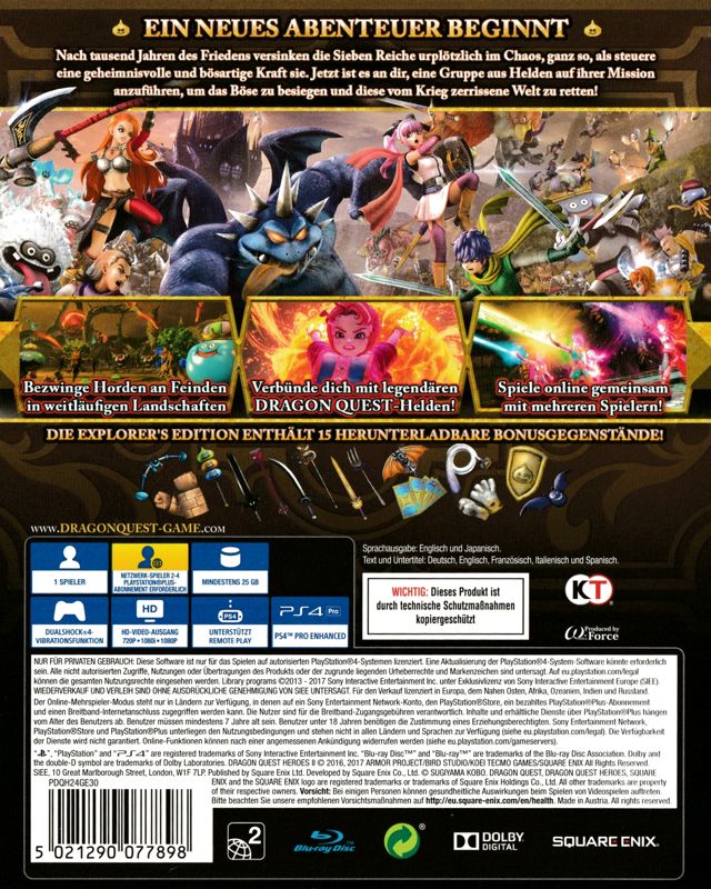 Back Cover for Dragon Quest Heroes II: Explorer's Edition (PlayStation 4)