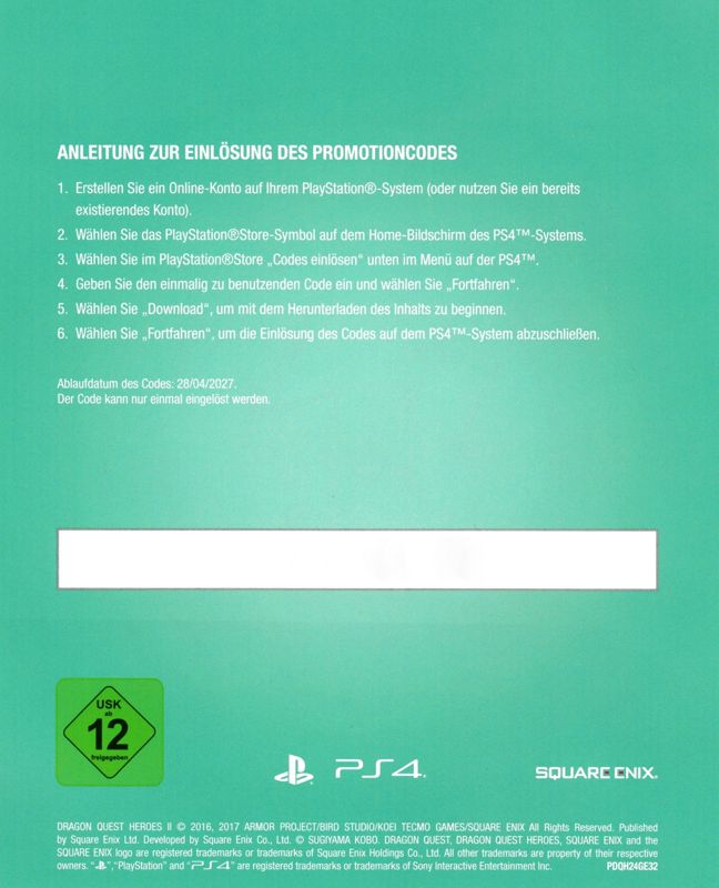 Extras for Dragon Quest Heroes II: Explorer's Edition (PlayStation 4): DLC - Back