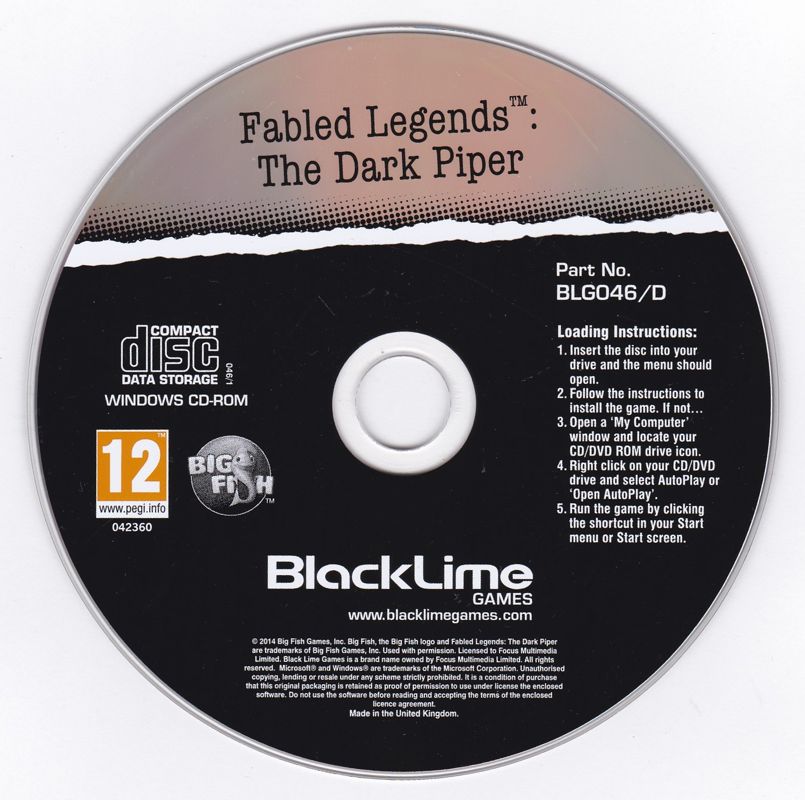 Fabled Legends: The Dark Piper cover or packaging material - MobyGames