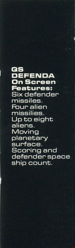 Back Cover for QS Defender (ZX81) (QS Defenda final printed cover)