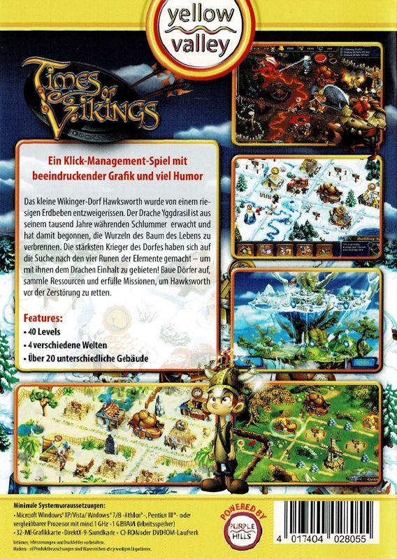 Back Cover for Times of Vikings (Windows) (Yellow Valley release)